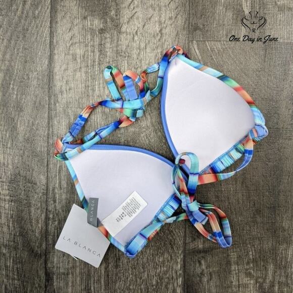 La Blanca Sunset Stripe Halter Bra Swim Top Size 4 - Picture 3 of 3